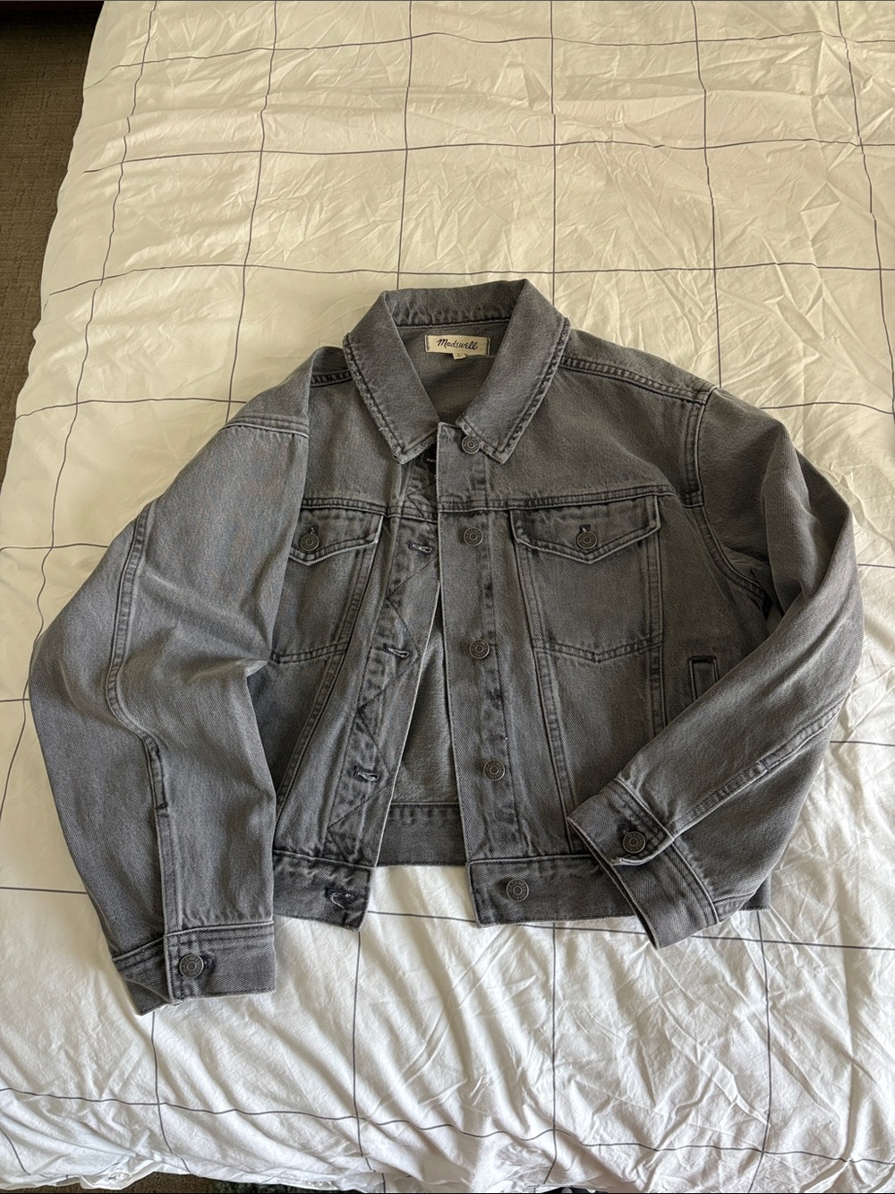 Madewell Charcoal Gray Cropped Denim Jacket